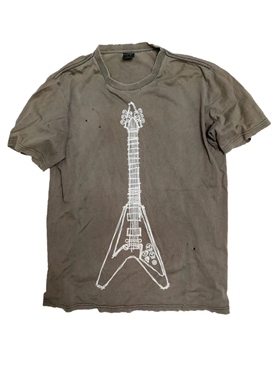 Lmyer  NumberNine Archive2006短袖Cleanfit风格破坏水洗吉他T恤