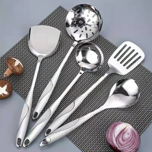 304不锈钢锅铲炒菜用的铲子大勺子家用厨房餐具全套一体成型铲子