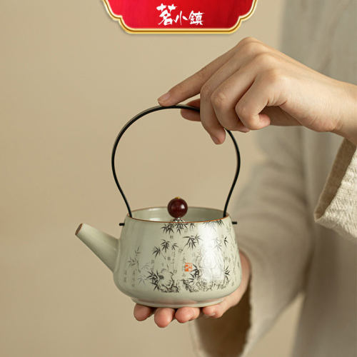 汝窑墨竹茶壶陶瓷茶具