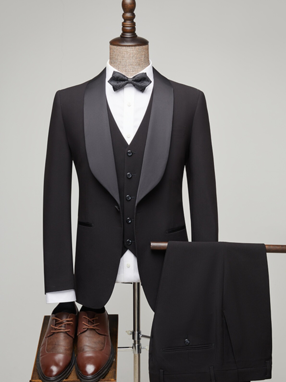 BLACK SHAWL COLLAR SUIT MALE GROOM WEDDING SLIM FIT DRESS MENS SUIT BUSINESS FORMAL DRESS HOST DRESS