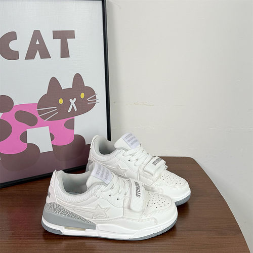 新款魔术贴板鞋韩版情侣小白鞋