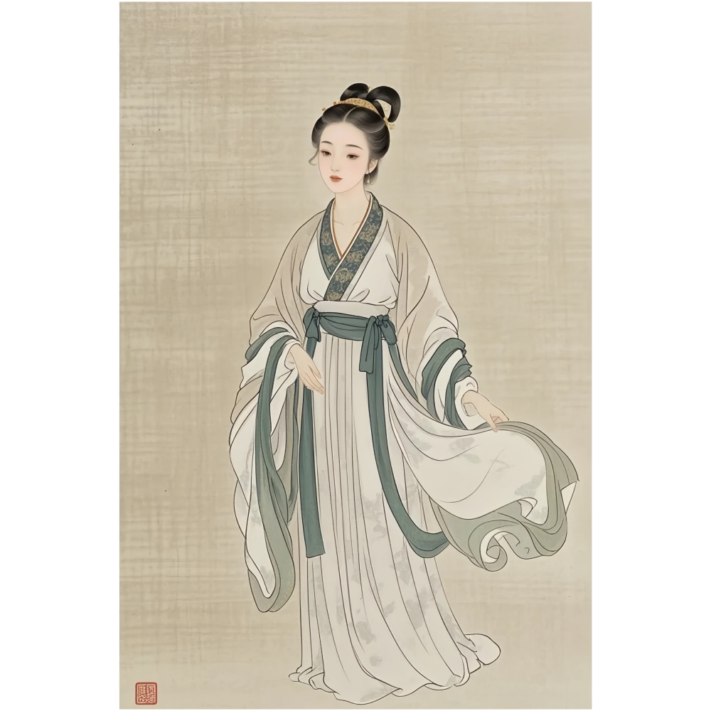 古代国画美少女海报客厅卧室书房走廊过道装饰自粘贴画纸中式仕女
