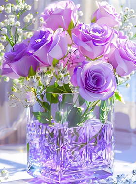 紫色玫瑰海报客厅卧室浴室卫生间装饰贴画贴纸防水自粘遮瑕丑美痕