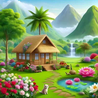 超美田园风景图海报客厅卧室走廊过道高清装饰自粘贴画贴纸防水