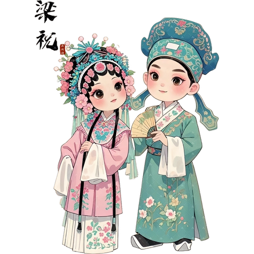 卡通戏曲贴纸长生殿天仙配生旦人物冰箱行李密码箱车身贴画防水