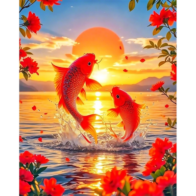 鲤鱼跳龙门海报客厅卧室儿童房浴室墙面招好运装饰贴画贴纸防水