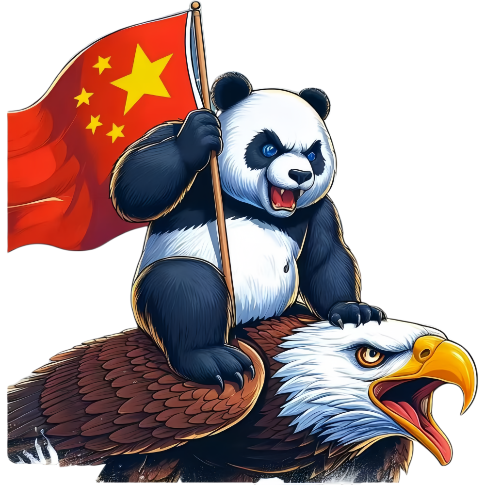 创意熊猫骑老鹰装饰贴纸电动车汽车身室内墙面自粘贴画防水防晒图片