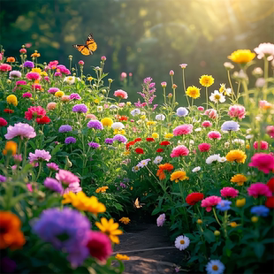 超美花海蝴蝶自然风光贴画客厅卧室浴室出租房墙面山水海报防水