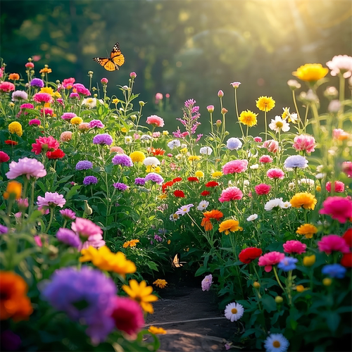 超美花海蝴蝶自然风光贴画客厅卧室浴室出租房墙面山水海报防水