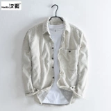 汉絮 Двухцветная демисезонная ретро вельветовая рубашка для отдыха, свободный крой