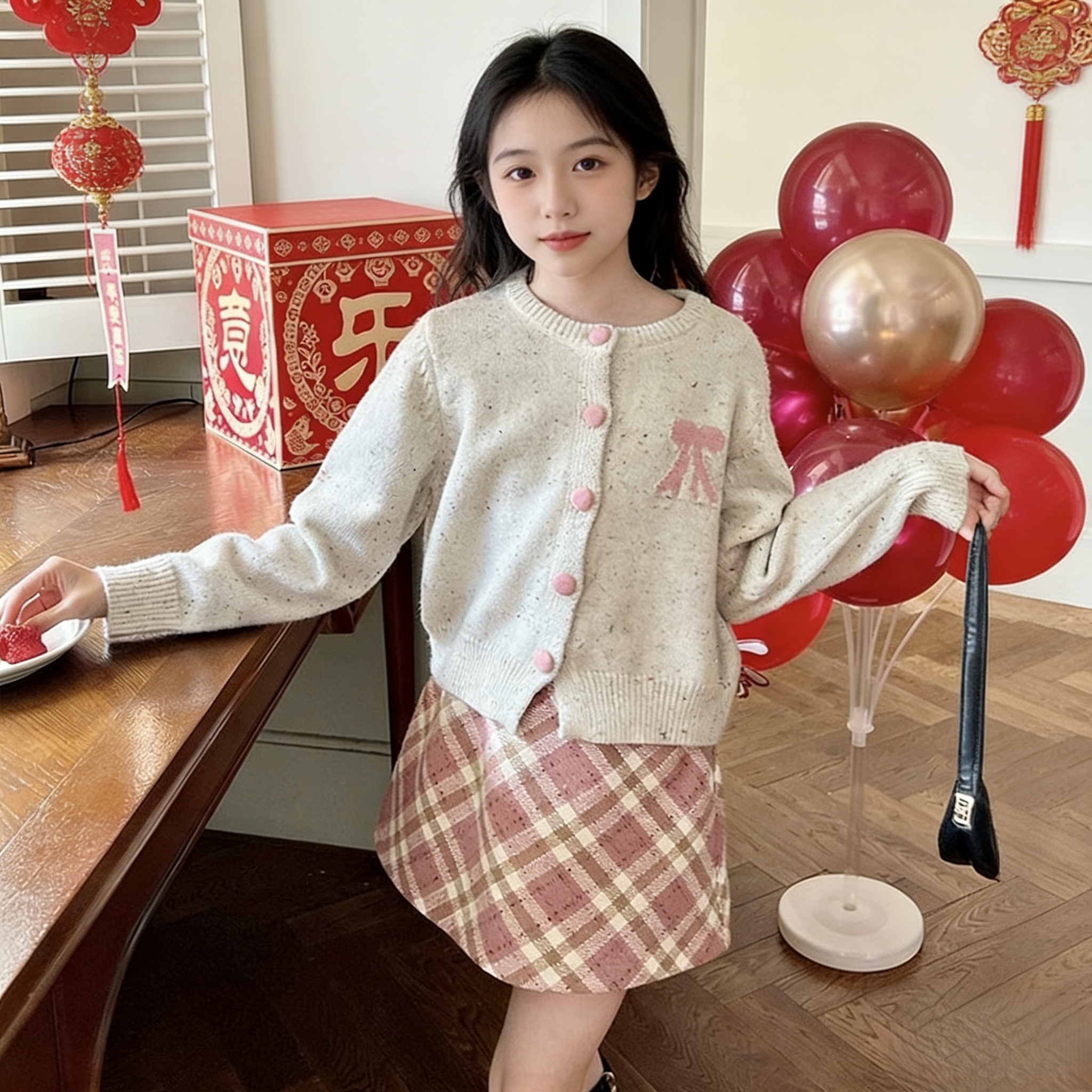 儿童韩系半身裙2025秋冬宝宝时髦百搭加厚毛呢粉色格纹裙子A字裙8,童装/婴儿装/亲子装,半身裙,淘宝优惠券,粉丝福利购,淘宝优惠卷