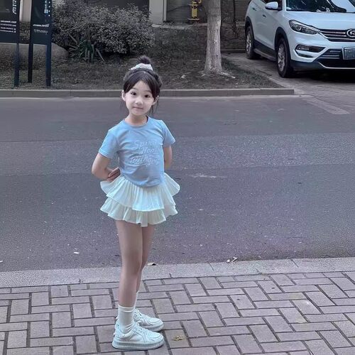 童装网红高腰半身裙儿女童夏2026新款白粉色短裙裤蓬蓬蛋糕百褶裙