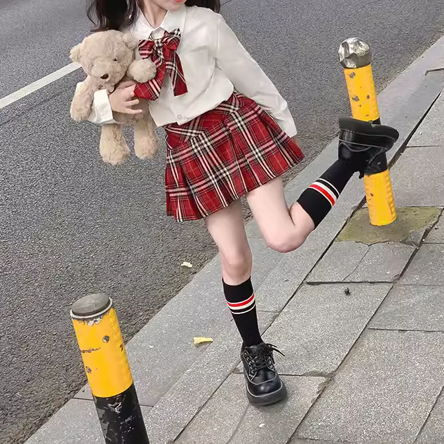 女童半身裙裤春秋红色格子百褶裙2025新款洋气儿童短裙时髦裙子潮,童装/婴儿装/亲子装,半身裙,淘宝优惠券,粉丝福利购,淘宝优惠卷