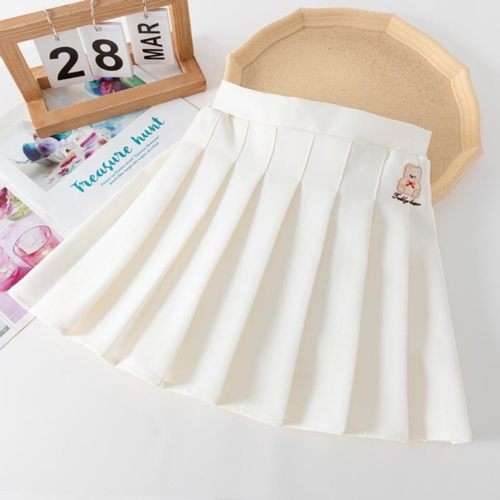 女童百褶裙子白色半身裙春秋儿童
