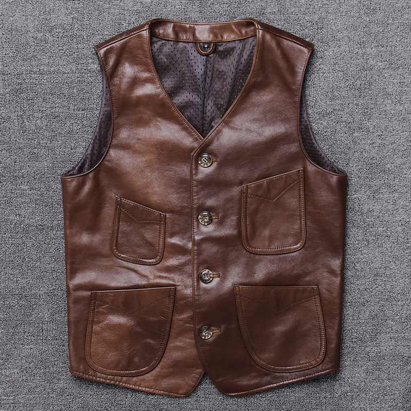 spring and autumn winter new pattern The first layer cowhide genuine leather leather clothing have cash less than that is registered in the accounts Self cultivation solar system Retro man genuine leather Vestin the Men's clothing, Leather clothing  category - from Buy2taobao.com to provide professional Taobao agent buy service
