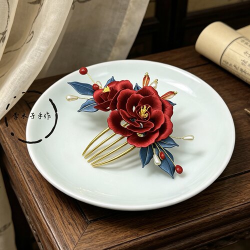 原创手工缠花发簪汉服头饰女古风发饰国风成品新娘配饰发钗簪子