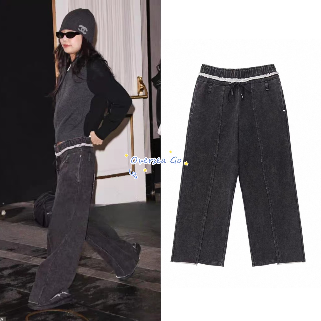 jennie同款毛边潮酷休闲裤牛仔裤