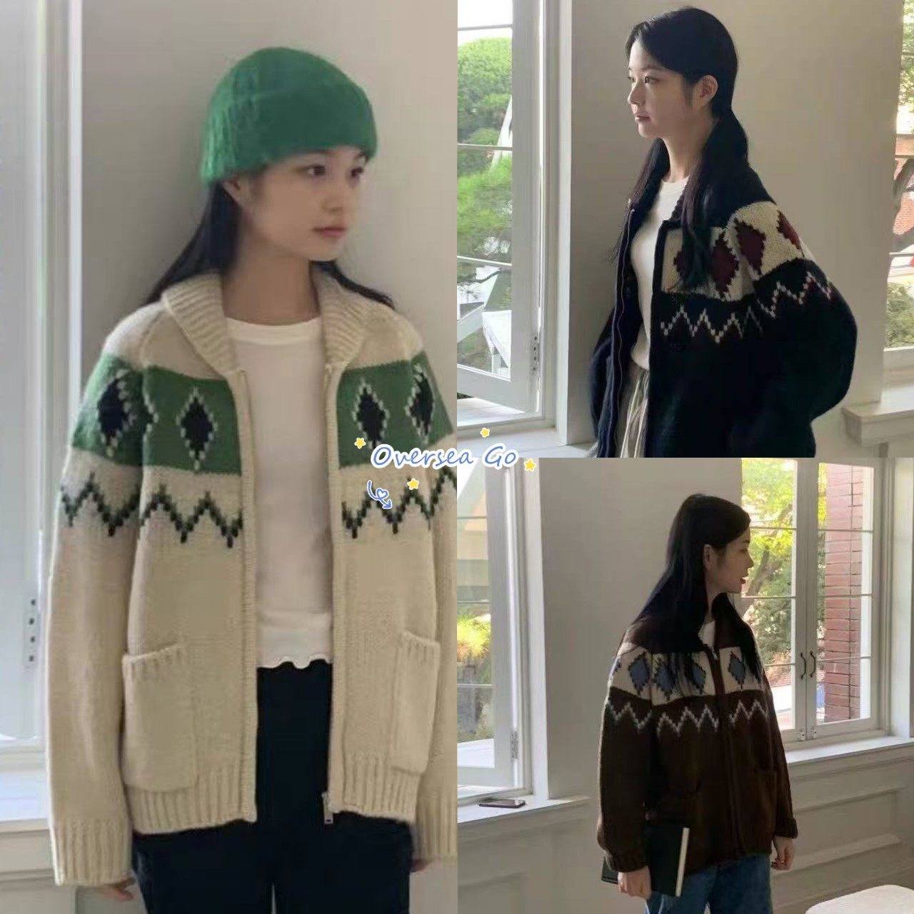 现货 asome 2025秋季新款 休闲百搭小清新提花毛衣针织开衫外套女