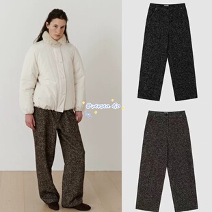 现货 韩国lerobe 26春季新款时尚气质复古高腰直筒杂色休闲裤长裤