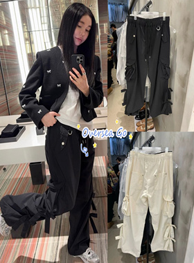 现货 HELDER 新款 韩国时尚多口袋蝴蝶结装饰工装裤休闲裤长裤女