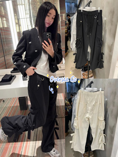 现货 HELDER 新款 韩国时尚多口袋蝴蝶结装饰工装裤休闲裤长裤女