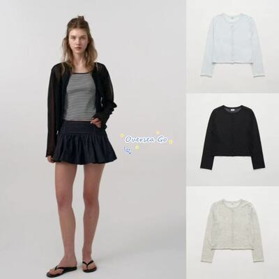 单纯色排扣针织开衫防晒衣女