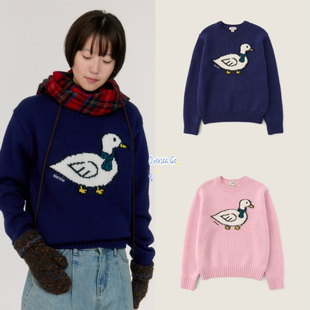 sienne Duck小鸭子羊毛圆领针织衫 2024冬季 Ugly 毛衣女 新款 现货