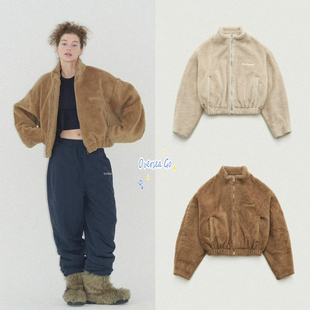 现货 韩国the Barnnet八奶新款 羊羔皮毛一体拉链皮草夹克外套女