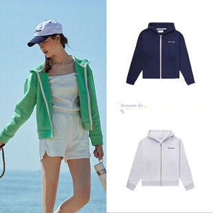 现货 韩国 urbanic30 24早春新款宽松休闲拉链连帽卫衣开衫外套女