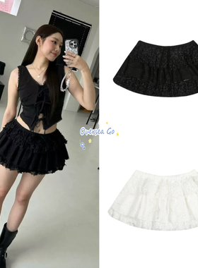 现货 GLOWNY 2025夏季新款甜美分层提花芭蕾蕾丝半身裙蛋糕裙短裙