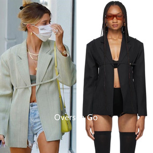 折扣现货 Jacquemus Hailey Bieber明星同款 胸前绑带西装外套女