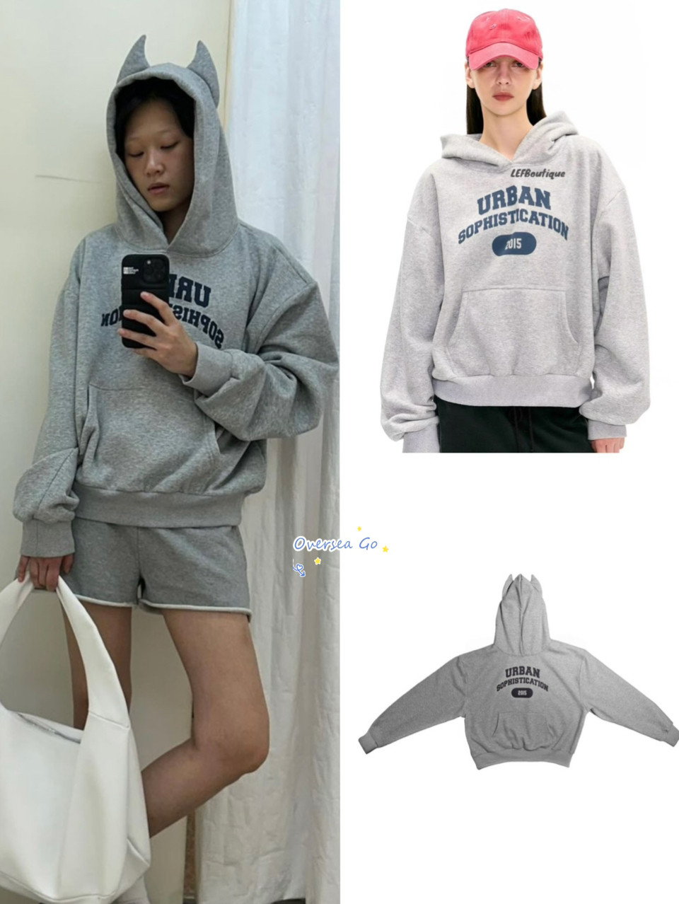 现货 Urban Sophistication 24新款字母印花耳朵连帽卫衣男女同款,女装/女士精品,卫衣/绒衫,淘宝优惠券,粉丝福利购,淘宝优惠卷