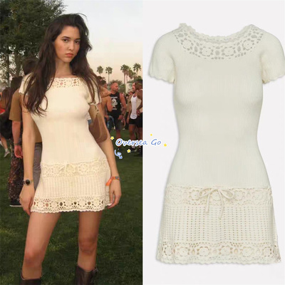 连衣裙Bella同款镂空针织连衣裙