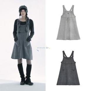 现货 hugyourskin 25新款 可调节肩带麻花纹背带裙针织毛线连衣裙