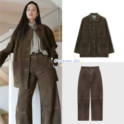 韩国小众磨毛皮革工装外套