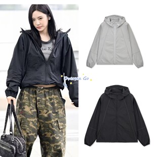 后背字母防风连帽夹克冲锋衣外套女 宁艺卓同款 在途现货 MatinKim