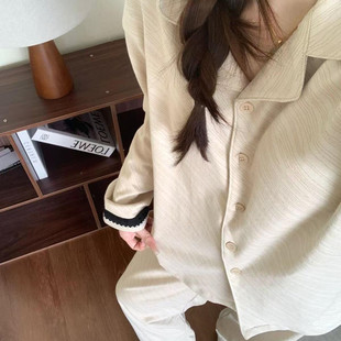 休闲家居服套装 2026年新款 高级感简约大码 云朵棉长袖 睡衣女春秋季