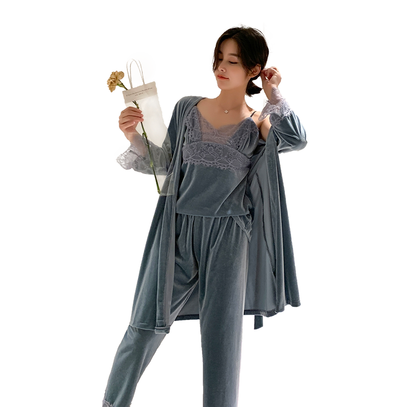 秋冬款女式金丝绒睡衣2026新款长袖保暖女性两件套可外穿家居服