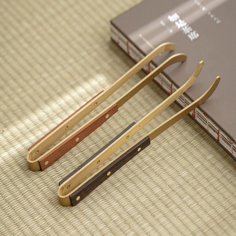 黑檀木夹铜制茶具配件