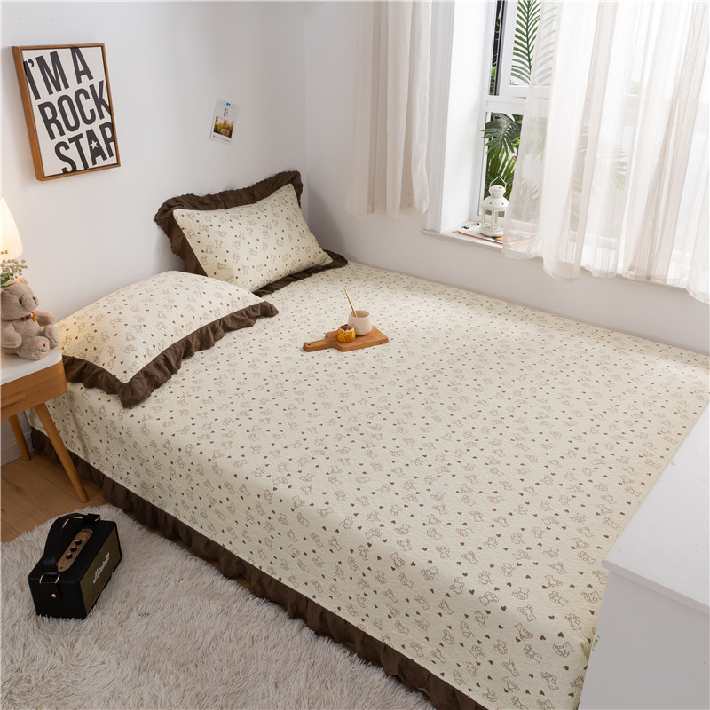 法式纯棉榻榻米床盖三件套单件全棉炕盖专用四件套夹棉绗缝防滑垫