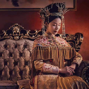 古装皇后帽 凤冠皇后帽珍珠华丽贵妃帽子清朝太后帽娘娘宫廷古典