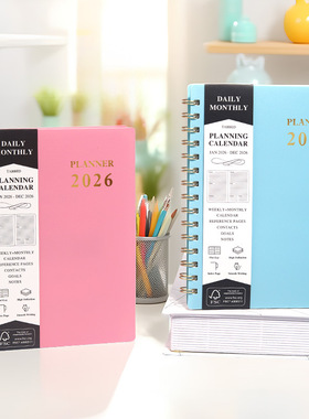 2026planner教师日程本PP日历本A5线圈本亚马逊计划本笔记本定制