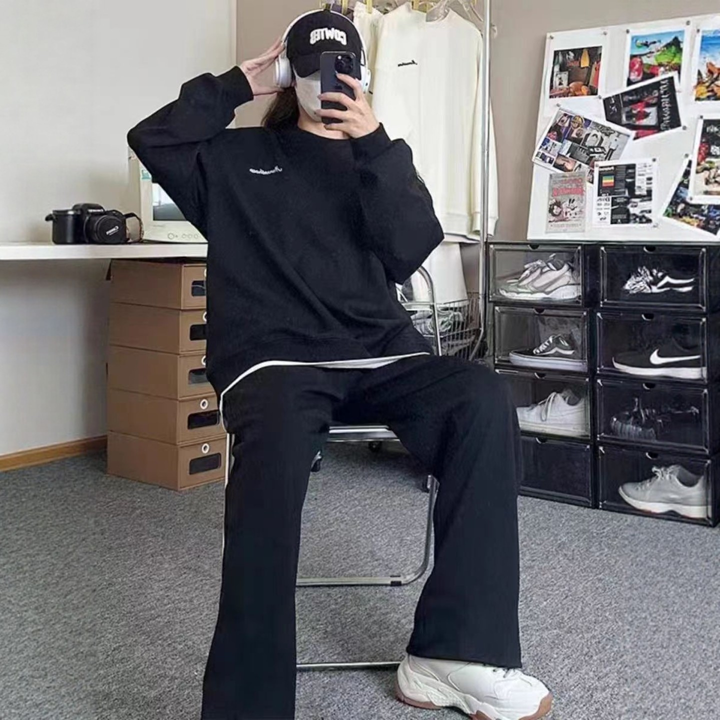 卫衣运动套装女春秋季宽松显瘦时尚洋气学生休闲潮流跑步服两件套