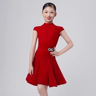 OC24L4054 后V领拉丁赛服林意涵同款 OSD舞服 拉丁规定服丝绒包肩袖