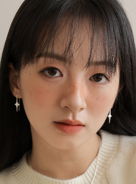 est studio小众简约磨砂拉丝星形925银针耳环女时髦通勤小巧耳饰