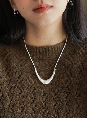 est studio小众日系简约磨砂感U型项链女高级感蛇骨链气质毛衣链