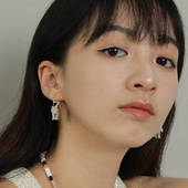 est studio小众做旧复古可爱猫猫925银耳环女夏日个性 设计感耳饰