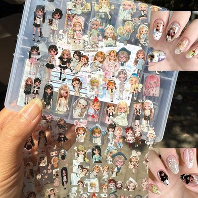 韩式拼布蕾丝百合花小布美甲转印纸y2k千禧古早梦核小布音符装饰