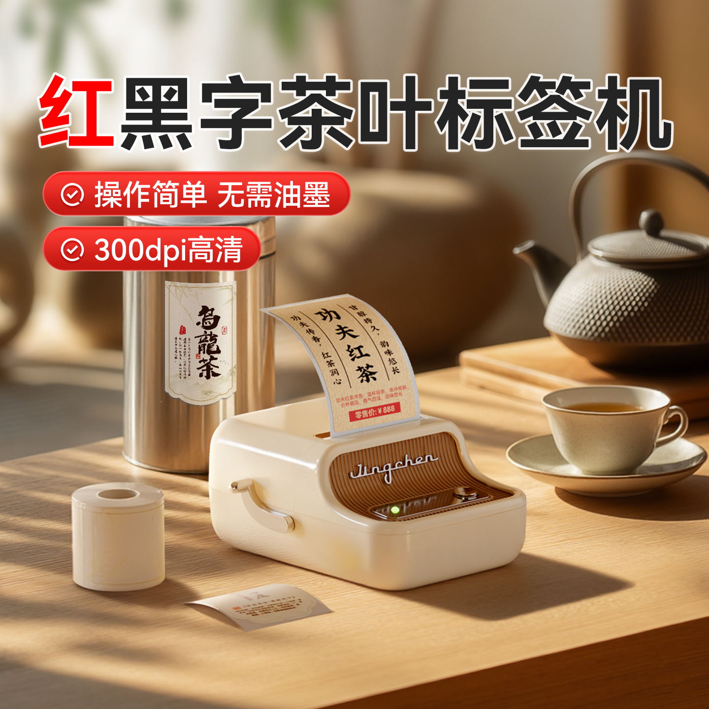 精臣B21Pro红黑双色茶叶标签机
