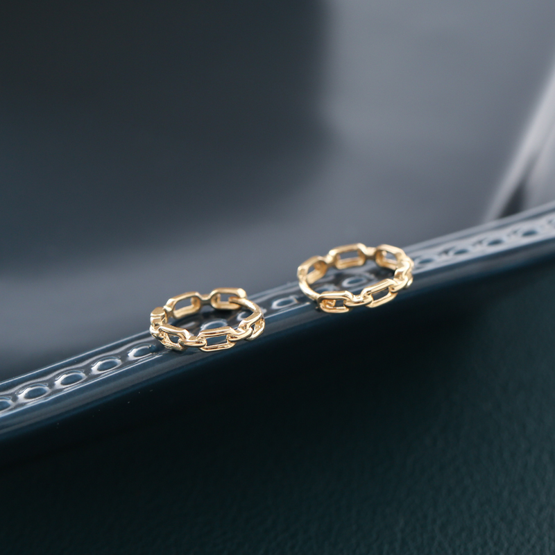 jin珠寶簡約細巧鏈條百搭金耳環